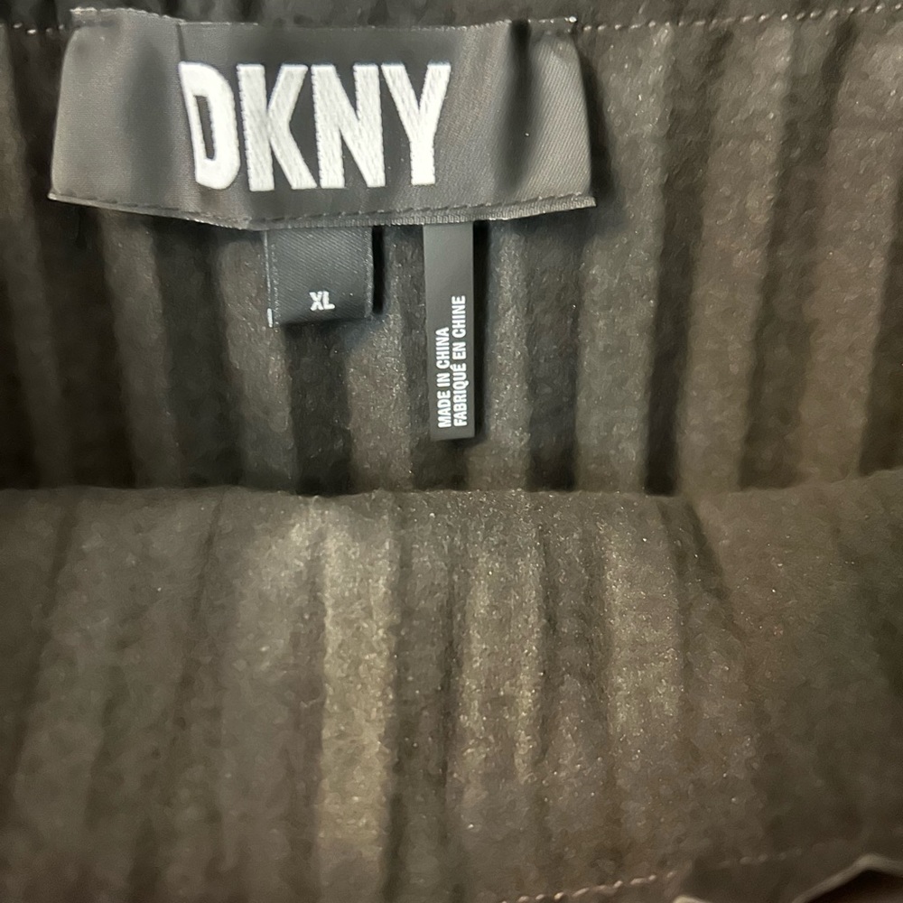 DKNY Faux Leather Pleated Mini Skirt with Logo Waistband - Picture 10 of 15